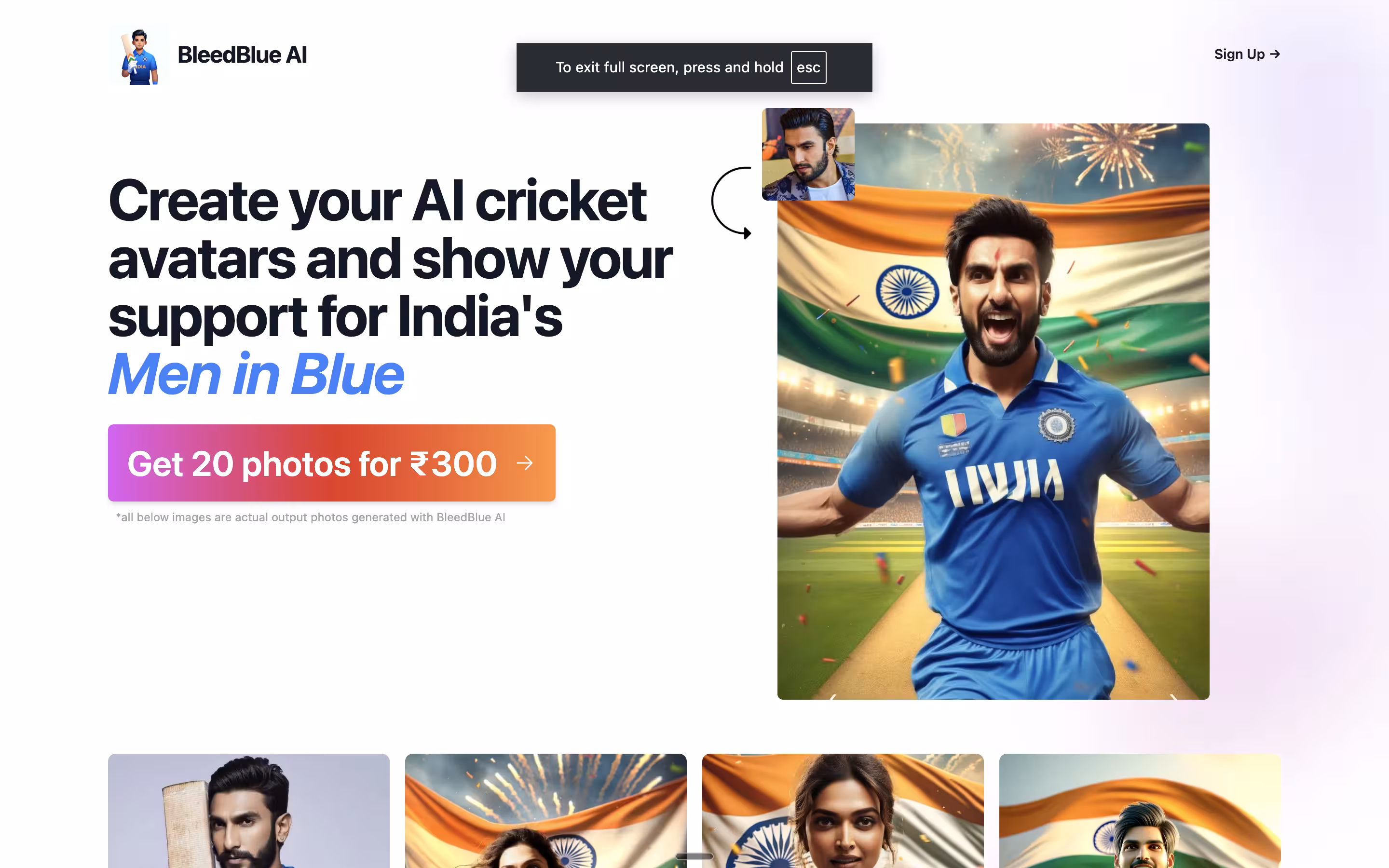 Screenshot of BleedBlue AI application interface